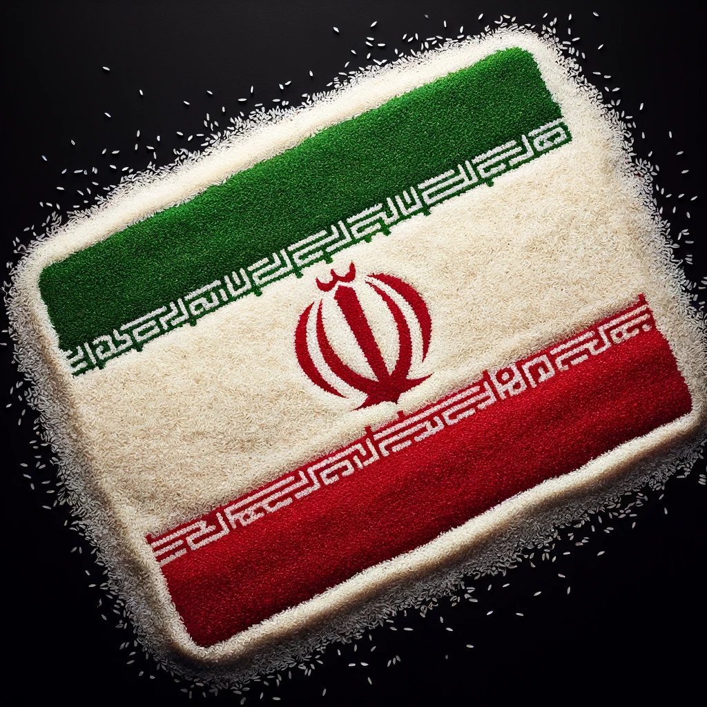 پرچم ایران با دانه‌های برنج